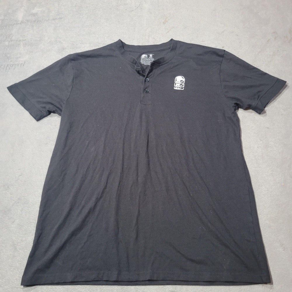 Taco Bell Henley Shirt Men Medium Black Life is Better with the Bell Graphic Tee